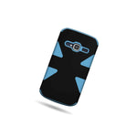Tough Sky Blue Black Hybrid Case Hard Soft Protective Cover For Zte Concord Ii