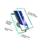 Mint Teal Phone Case For Samsung Galaxy Note 20 Cover W Grip Ring Kickstand