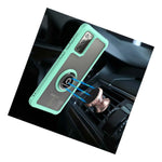 Mint Teal Phone Case For Samsung Galaxy Note 20 Cover W Grip Ring Kickstand