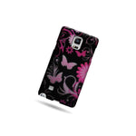 For Samsung Galaxy Note 4 Case Pink Butterfly Hard Slim Protective Phone Cover