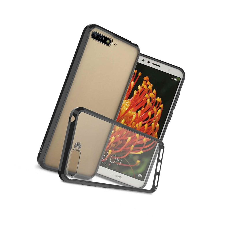 Clear W Black Rim Slim Fit Hard Back Cover Phone Case For Huawei Y6 2018