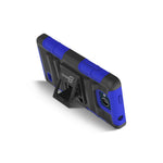 For Zte Tempo Belt Clip Case Blue Black Holster Hybrid Phone Cover