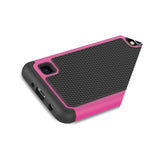 For Lg Tribute Hd X Style Case Hot Pink Black Rugged Skin Phone Cover
