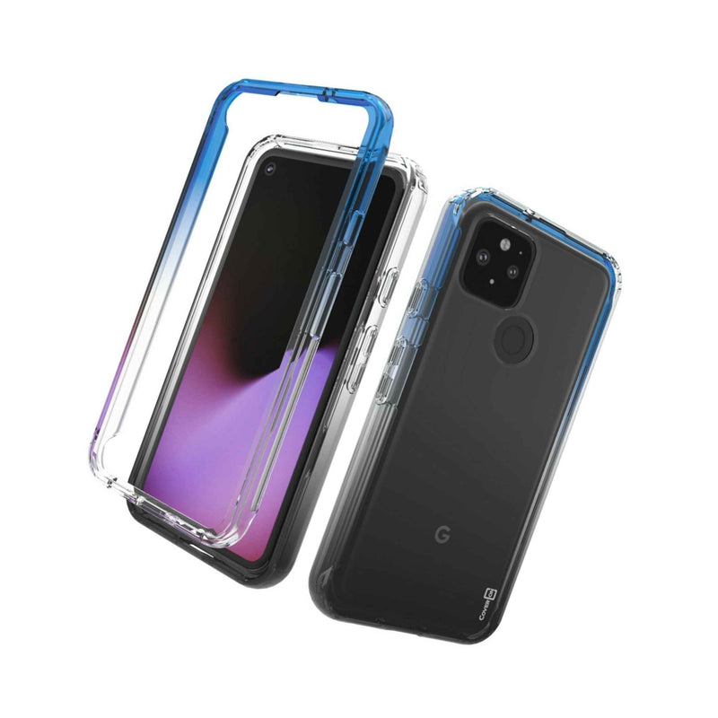 Black Blue Case For Google Pixel 5 Full Body Colorful Rugged Slim Phone Cover