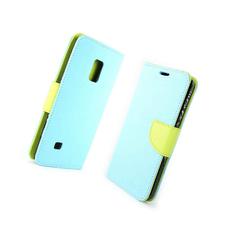 Coveron For Samsung Galaxy Note Edge Wallet Case Blue Green Credit Card Cover