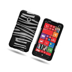 Black Silver Zebra Hybrid Case For Nokia Lumia 630 635 Animal Skin Design