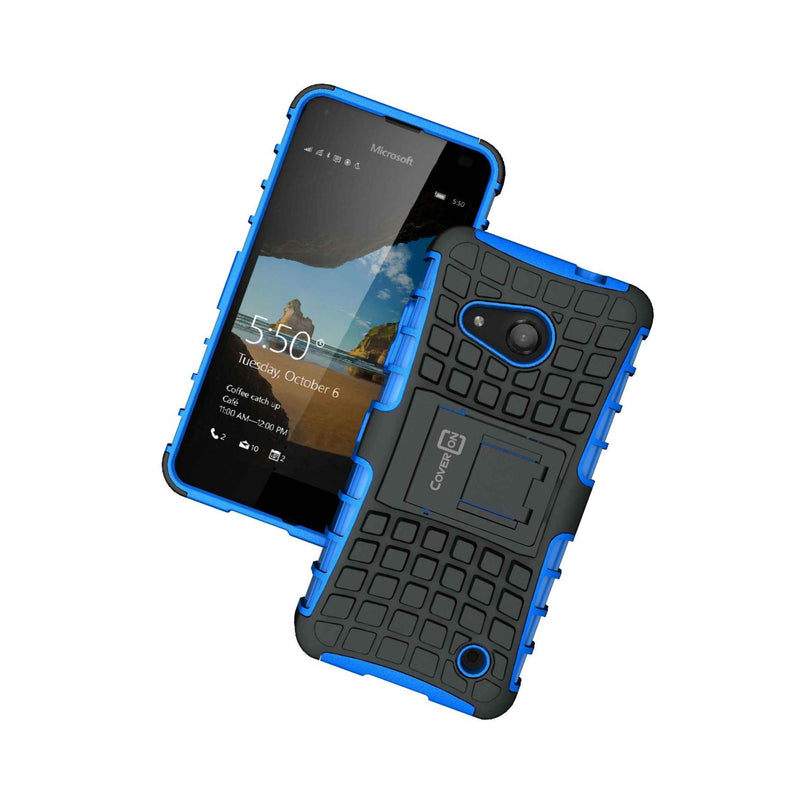 For Microsoft Lumia 550 Case Blue Black Dual Layer Kickstand Phone Armor