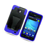 For Samsung Galaxy S2 I777 Case Hard Silicone Hybrid Stand Cover Blue Black