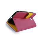 Coveron For Motorola Google Nexus 6 Wallet Case Pink Yellow Pouch Cover