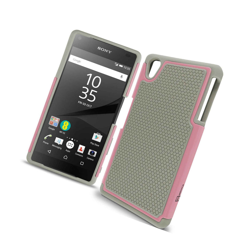 For Sony Xperia Z5 Case Gray Light Pink Rugged Skin Phone Cover