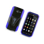For Huawei At T Tribute Fusion 3 Case Hybrid Hard Skin Cover Blue Black