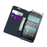 Purple Navy Phone Cover For Htc Desire 520 Card Case Holder Folio Pouch