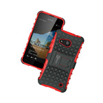 For Microsoft Lumia 550 Case Red Black Dual Layer Kickstand Phone Armor