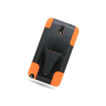 For Samsung Galaxy Note 3 Case Silicone Rubber Hybrid Stand Cover Black Orange