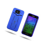 Coveron For Samsung Galaxy Alpha Case Hybrid Kickstand Hard Cover Blue Black