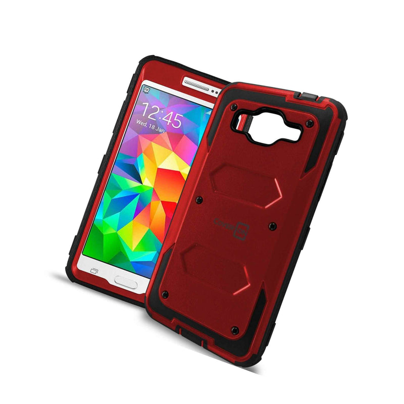 For Samsung Galaxy Grand Prime Red Black Case Protective Armor Hard Cover