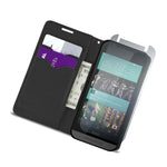 Black Phone Cover For Htc Desire 520 Card Case Holder Folio Pouch