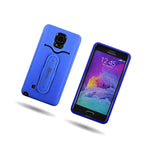 For Samsung Galaxy Note 4 Case Blue Black Kickstand Hybrid Protective Cover