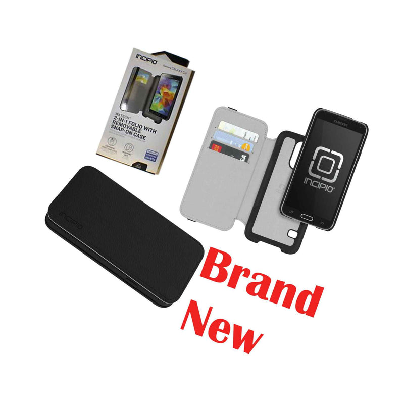 New Incipio Watson Wallet Folio Case Samsung Galaxy S5 Black W 3 Cc Card Slots