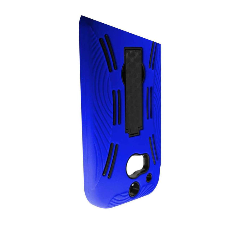 For Htc One M8 Case Hard Soft Dual Layer Blue Black Hybrid Stand Cover
