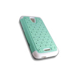 For Alcatel One Touch Pop Astro Case Teal White Diamond Bling Hybrid Cover