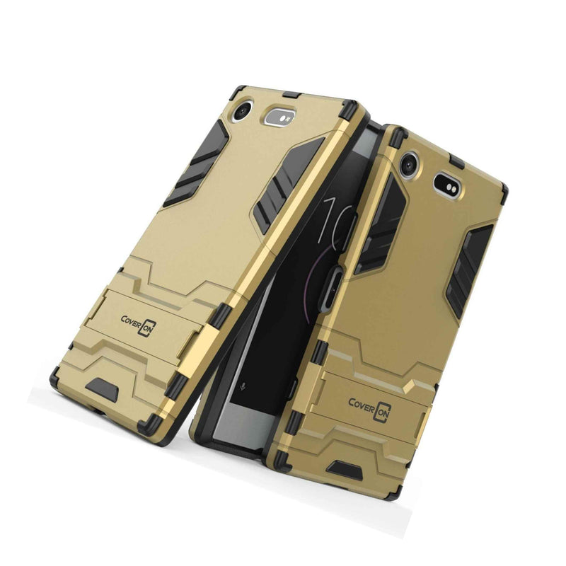 For Sony Xperia Xz1 Compact Phone Case Armor Kickstand Slim Hard Cover Gold