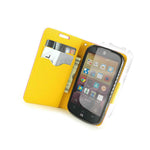 Coveron For Zte Compel Wallet Case Hot Pink Yellow Card Folio Cover Lcd