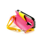 Coveron For Zte Compel Wallet Case Hot Pink Yellow Card Folio Cover Lcd
