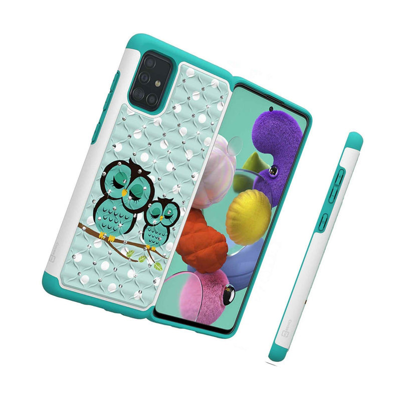 Cute Owl Rhinestone Bling Hard Cover Phone Case For Samsung Galaxy A71