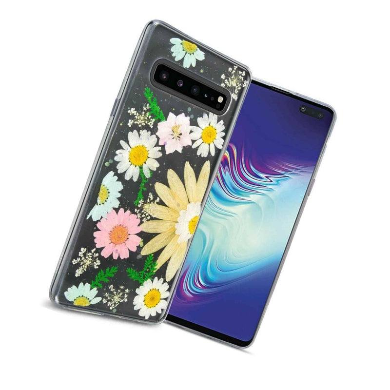 Yellow Real Flower Handmade Tpu Slim Phone Cover Case For Samsung Galaxy S10 5G