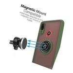 Army Green Phone Case For Motorola Moto E6 Plus Cover W Grip Ring Kickstand