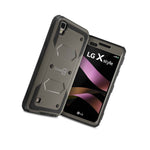For Lg Tribute Hd X Style Gray Black Case Protective Armor Hard Phone Cover