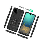 For Samsung Galaxy A71 Case Ring Metal Plate Kickstand Black Hard Phone Cover