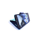 Coveron For Sharp Aquos Wallet Case Teal Navy Credit Card Folio Cover Lcd