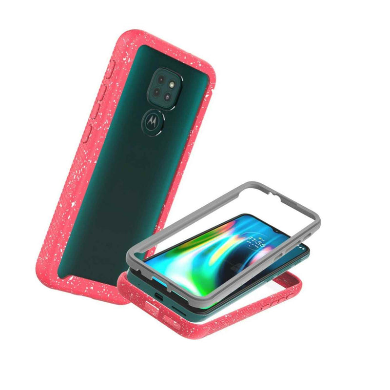 Pink Trim White Dots Cover Hard Phone Case For Motorola Moto G9 Play G9 E7 Plus