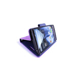 Coveron For Sharp Aquos Wallet Case Purple Navy Card Folio Cover Lcd