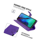 Purple Rfid Pu Leather Cover Card Wallet Phone Case For Motorola Moto G8 Power