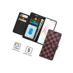 Brown Checker Rfid Leather Wallet Phone Case For Samsung Galaxy S10 Lite A91