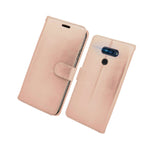 Rose Gold Rfid Blocking Pu Leather Credit Card Wallet Phone Case For Lg Q70