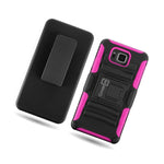 Coveron For Samsung Galaxy Alpha Case Kickstand Tough Cover Hot Pink Black
