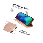 Rose Gold Rfid Pu Leather Cover Wallet Phone Case For Motorola Moto G8 Power