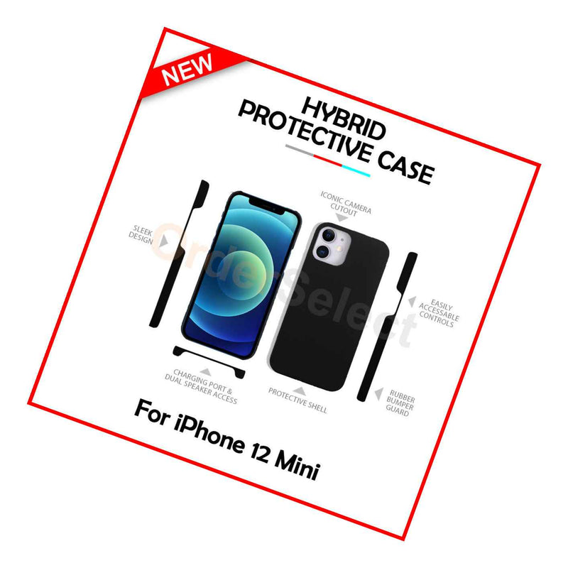 Lightweight Hard Plastic Protective Case Black For Apple Iphone 12 Mini