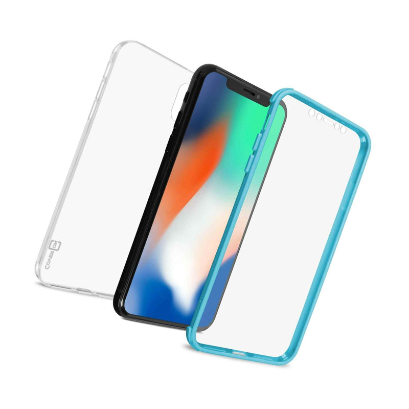 Blue Full Body Phone Case Built In Screen Protector For Apple Iphone Xs Max