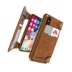 Brown Wallet Case For Apple Iphone Xs X Credit Card Slot Flip Phone Cover