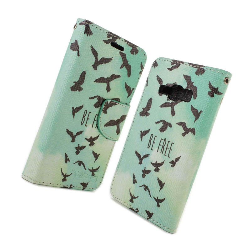For Samsung Galaxy J1 Ace Wallet Case Be Free Bird Design Folio Phone Pouch