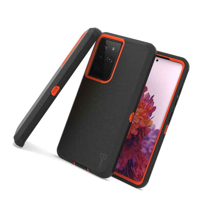 Black Orange Cover Heavy Duty Hard Phone Case For Samsung Galaxy S21 Ultra 5G