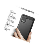 For Lg K52 K62 Q52 Phone Case Slim Minimal Cover Tpu Carbon Fiber Skin Black