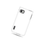 White Case For Lg Optimus F3 Ms659 Hard Rubberized Snap On Phone Cover