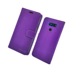 Purple Rfid Blocking Pu Leather Card Wallet Cover Phone Case For Lg Q70