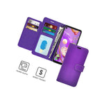 Purple Rfid Blocking Pu Leather Card Wallet Cover Phone Case For Lg Q70
